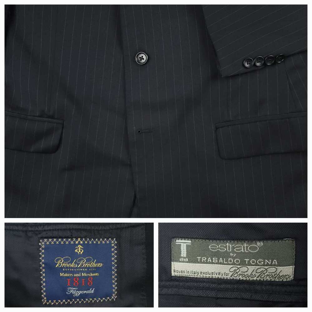 Brooks Brothers 1818 Makers Suit Mens 40R/34S Fitzgerald Estrato Wool Pinstripe